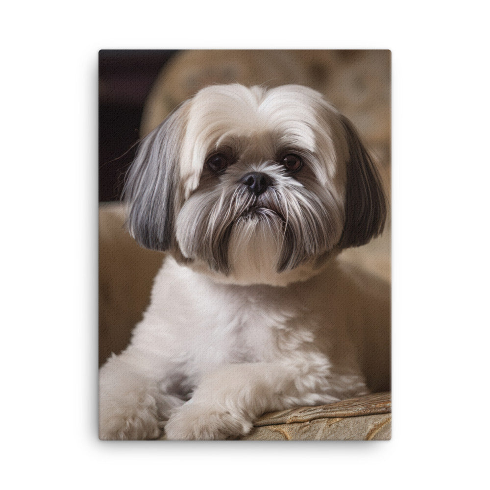 Elegant Shih Tzu Portrait Canvas - PosterfyAI.com