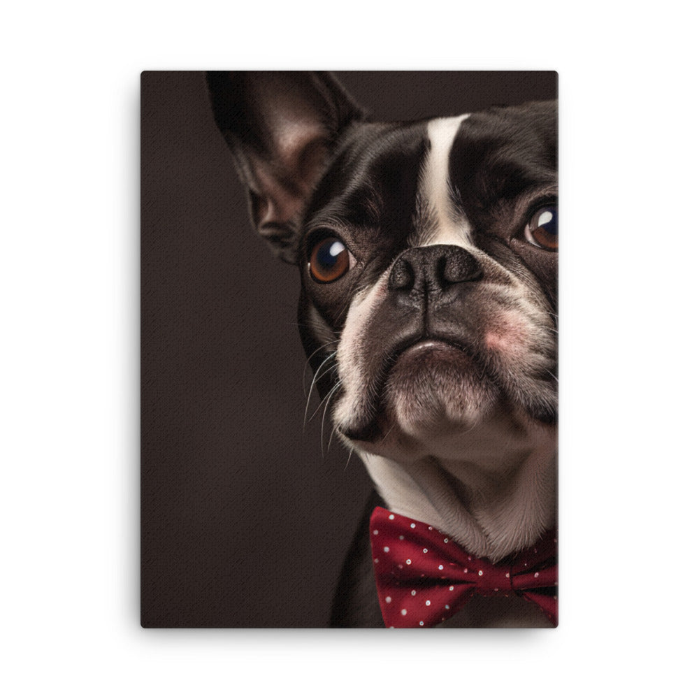 Elegant Boston Terrier Portrait Canvas - PosterfyAI.com