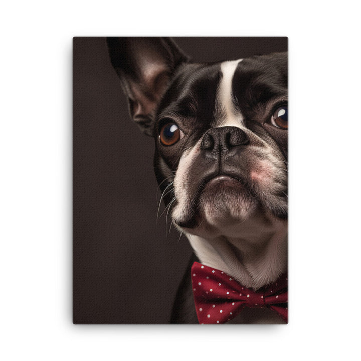 Elegant Boston Terrier Portrait Canvas - PosterfyAI.com