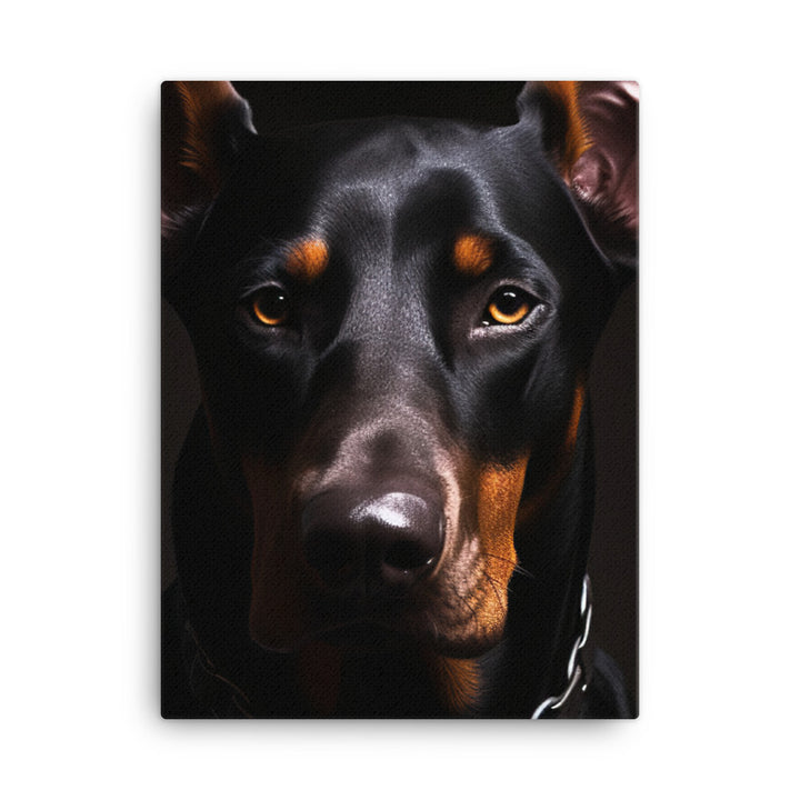 Doberman Pinschers piercing gaze Canvas - PosterfyAI.com