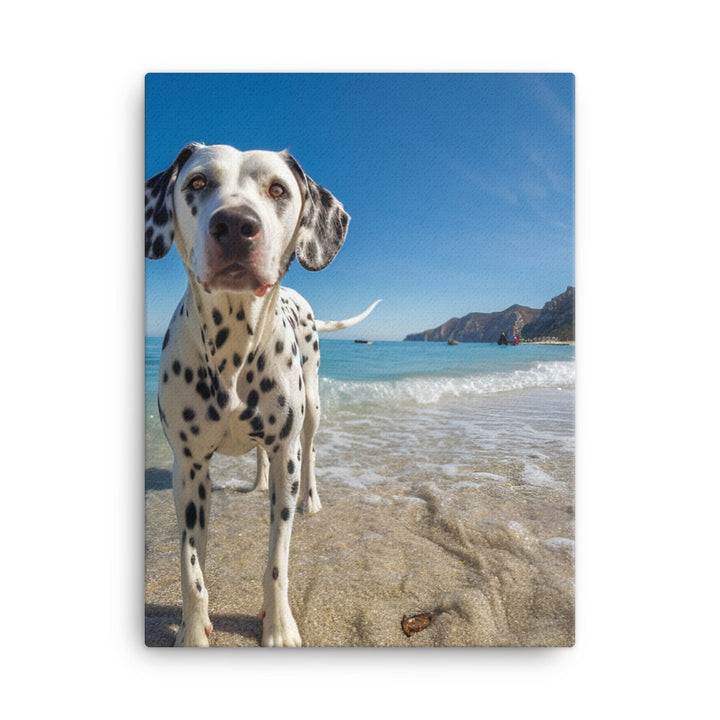 Dalmatian on the Beach Canvas - PosterfyAI.com
