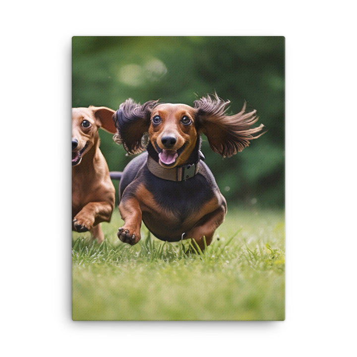 Dachshunds at Play in the Park Canvas - PosterfyAI.com