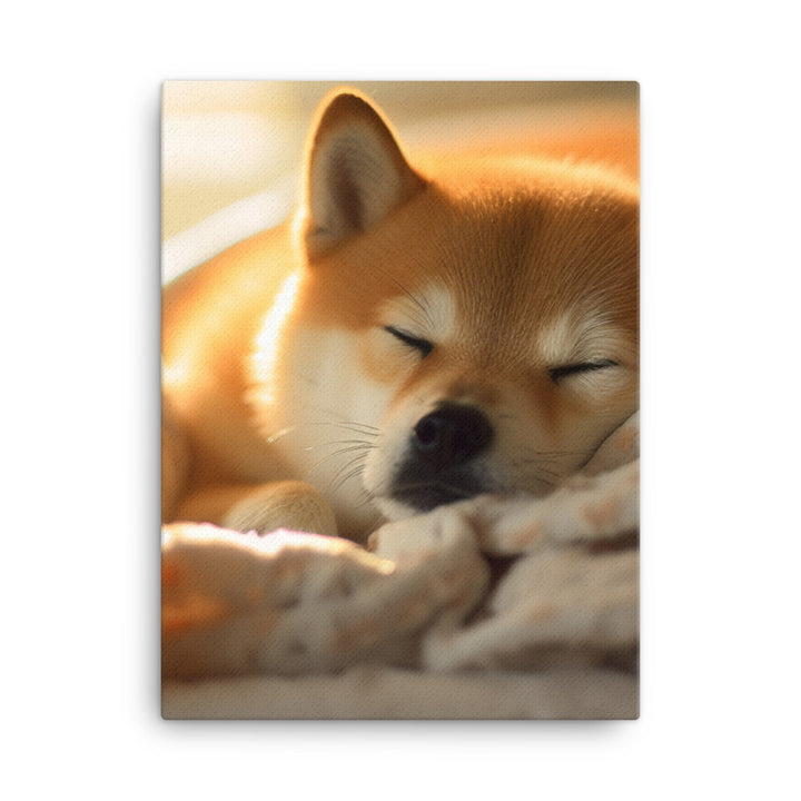 Cuddly Shiba Inu Resting Canvas - PosterfyAI.com