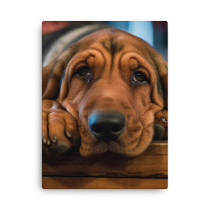 Cuddles with a Bloodhound Canvas - PosterfyAI.com
