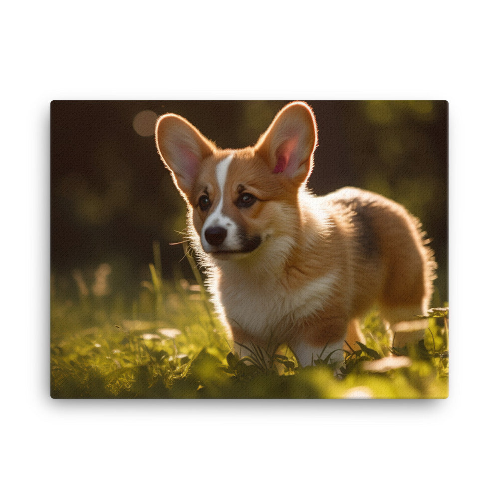 Welsh Corgi Puppy Playing canvas - Posterfy.AI