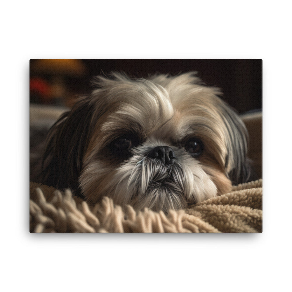 Relaxed Shih Tzu in a Cozy Home canvas - Posterfy.AI