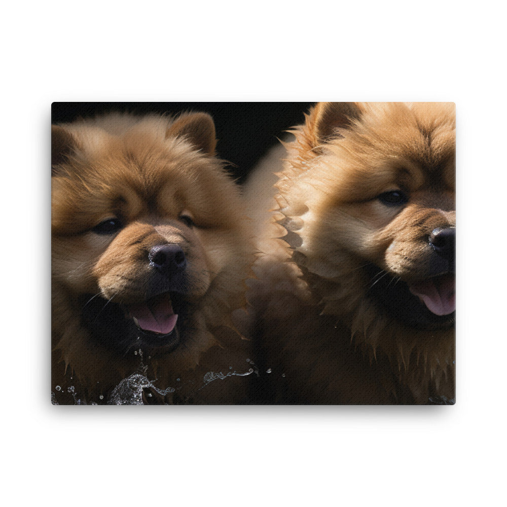 Two Chow Chows Having Fun canvas - Posterfy.AI