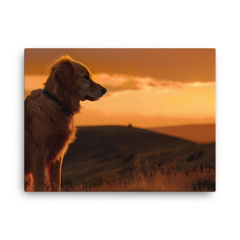 Majestic Golden Retriever at Sunset canvas - Posterfy.AI