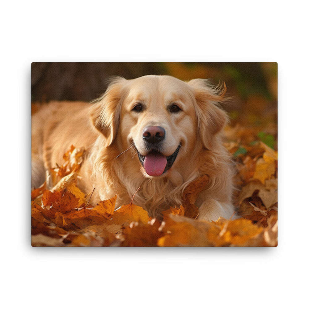 Golden Retriever in the Fall canvas - Posterfy.AI