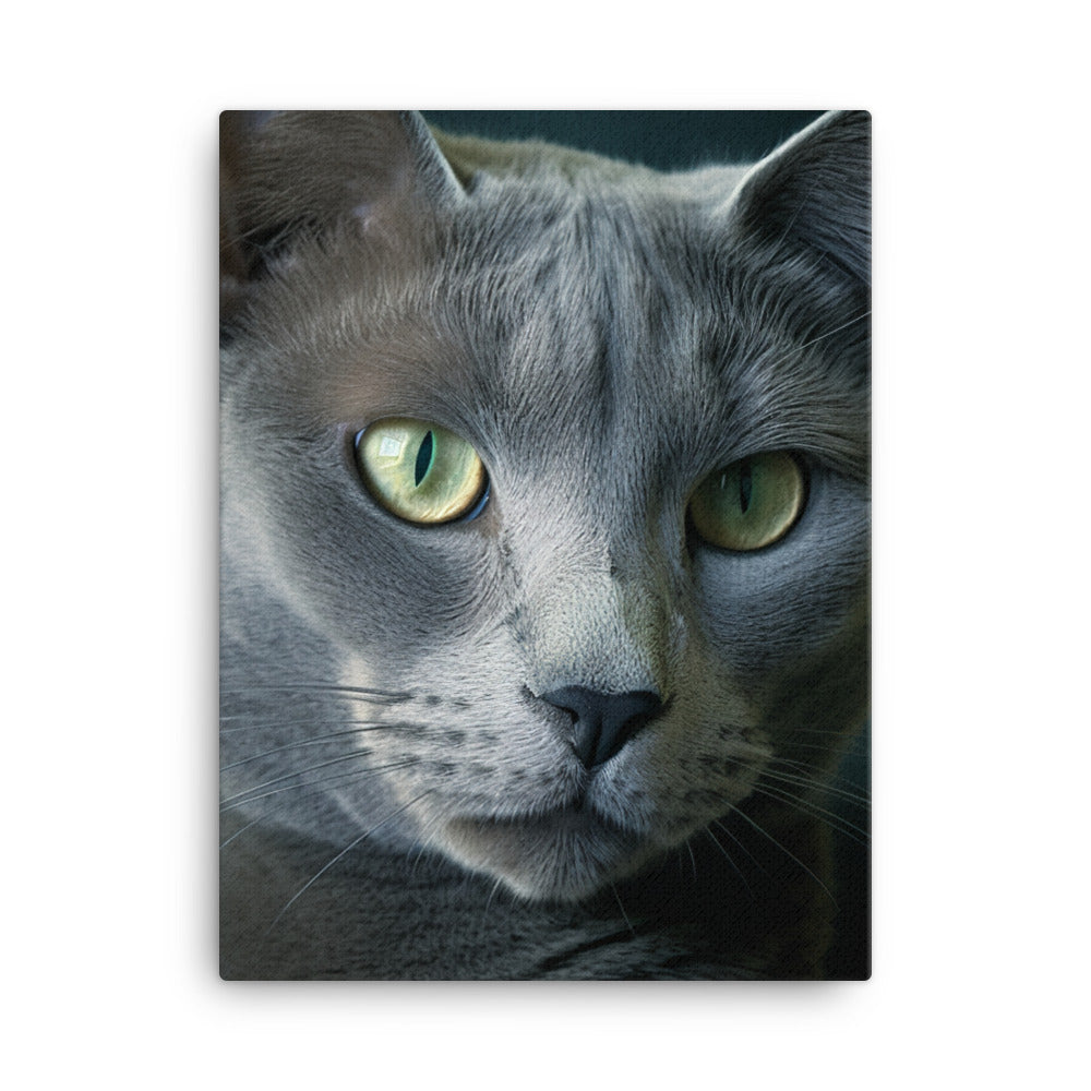 Russian Blue Cat Canvas - PosterfyAI.com