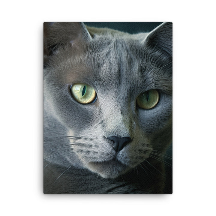 Russian Blue Cat Canvas - PosterfyAI.com