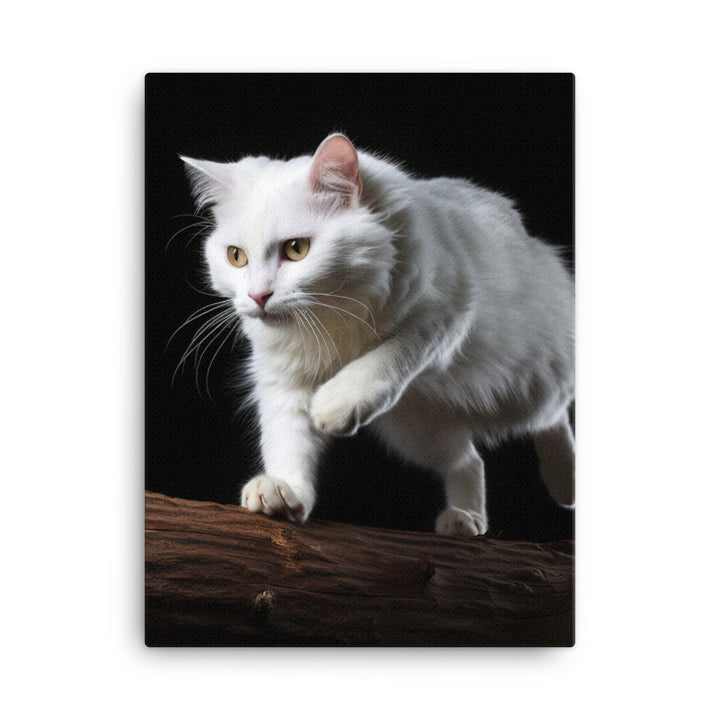 Turkish Van Cat in Action Canvas - PosterfyAI.com