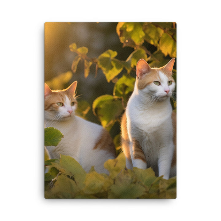 Japanese Bobtail Cat in Serene Outdoor Canvas - PosterfyAI.com