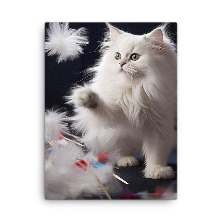 Persian Cat Playtime Canvas - PosterfyAI.com