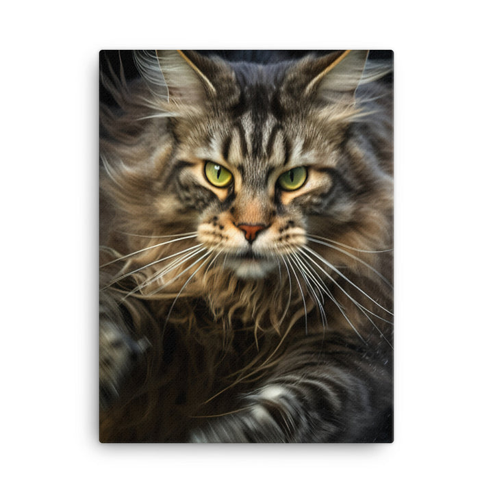 Playful Maine Coon in Action Canvas - PosterfyAI.com