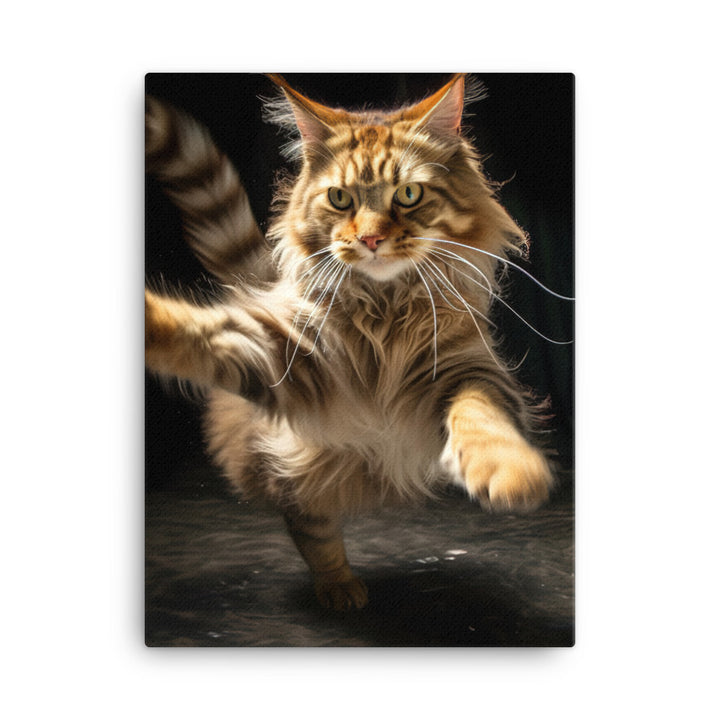Playful Maine Coon in Action Canvas - PosterfyAI.com