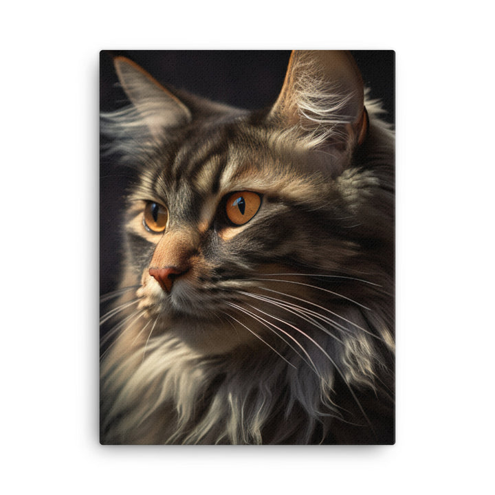 Majestic Maine Coon Portrait Canvas - PosterfyAI.com