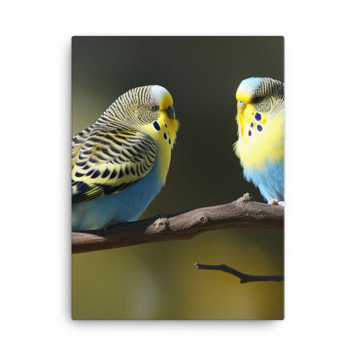 Budgie Pair on a Branch Canvas - PosterfyAI.com