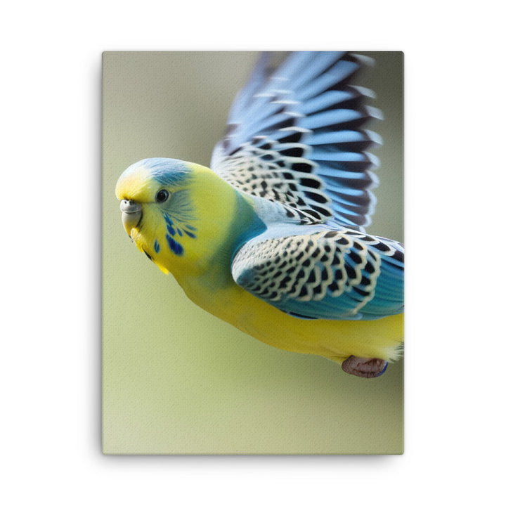Budgie in Flight Canvas - PosterfyAI.com
