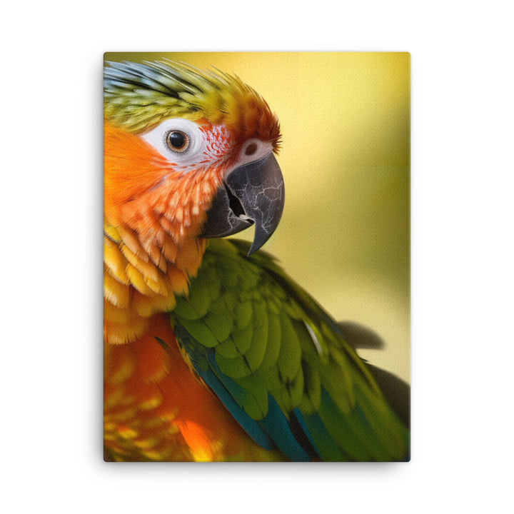 A colorful Conure perched on a branch Canvas - PosterfyAI.com