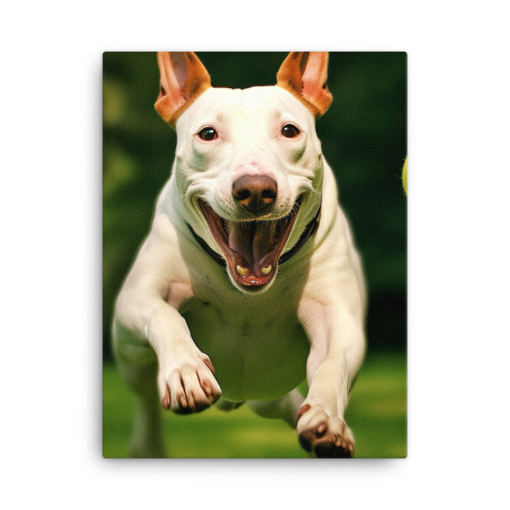 Bull Terrier at Play Canvas - PosterfyAI.com