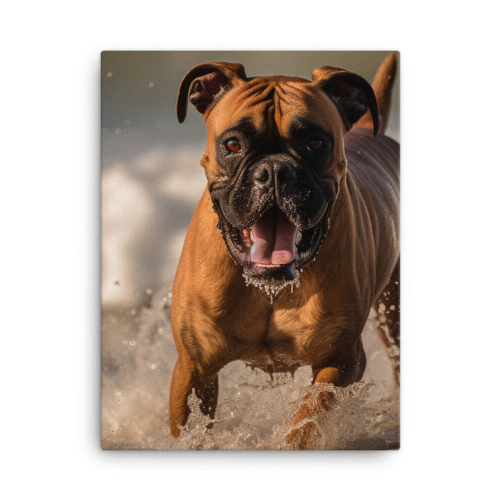 Boxer on the Beach Canvas - PosterfyAI.com