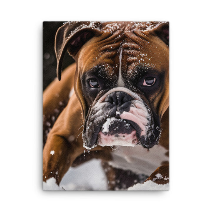 Boxer in the Snow Canvas - PosterfyAI.com