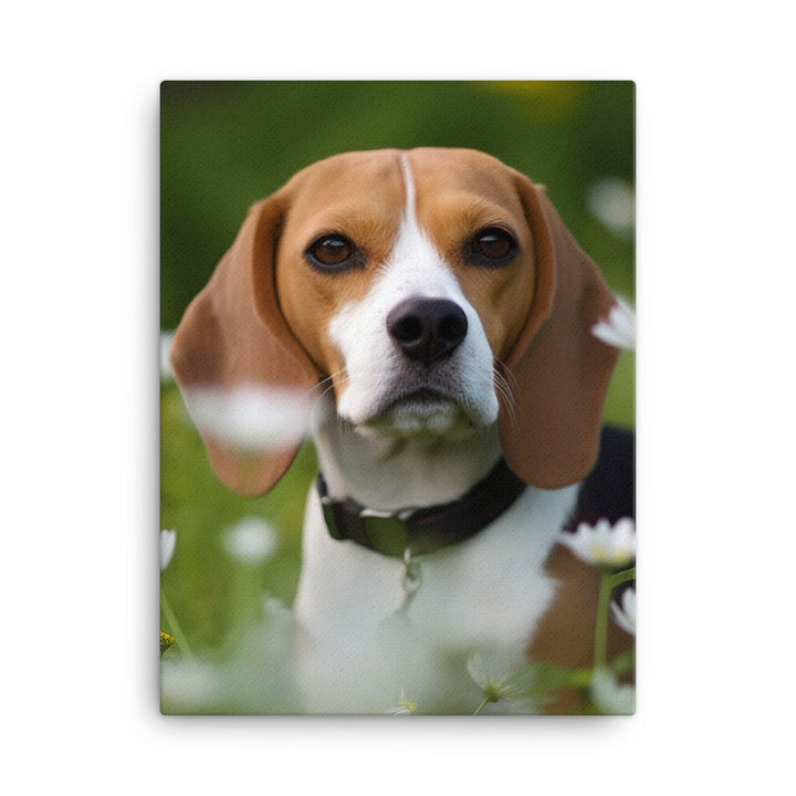 Beagle and the flowers Canvas - PosterfyAI.com