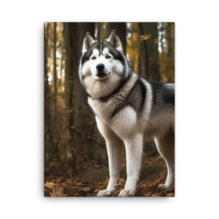 Alaskan Malamute in the Forest Canvas - PosterfyAI.com