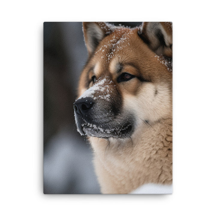 Akita in the Snow Canvas - PosterfyAI.com