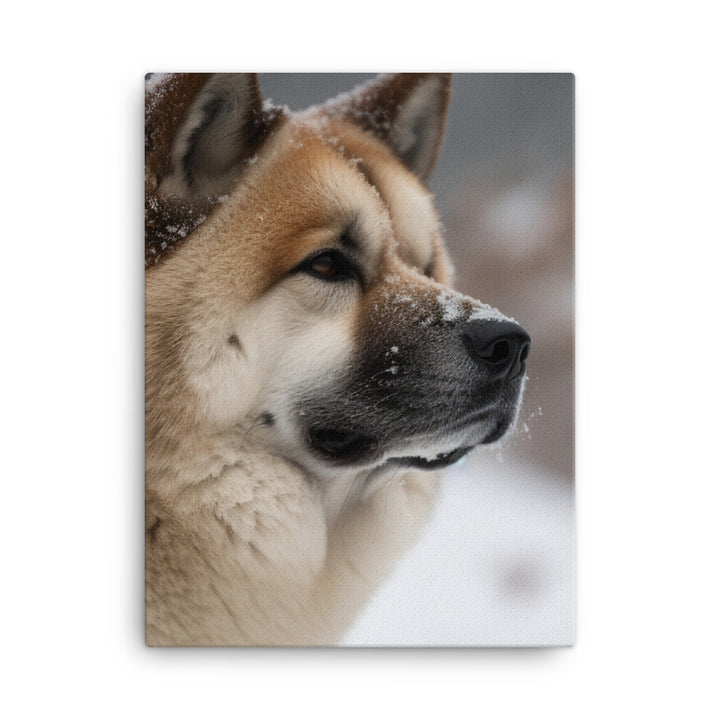 Akita in the Snow Canvas - PosterfyAI.com