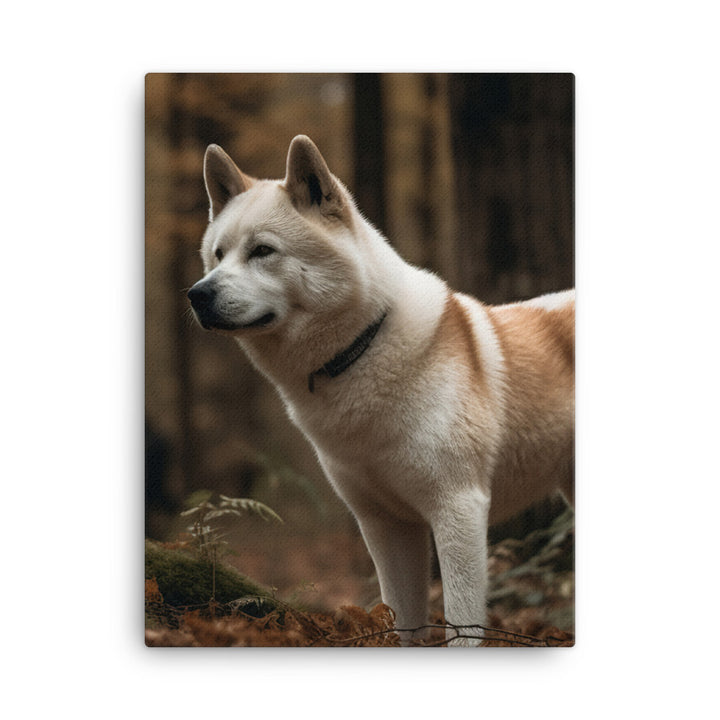 Akita Guarding the Forest Canvas - PosterfyAI.com