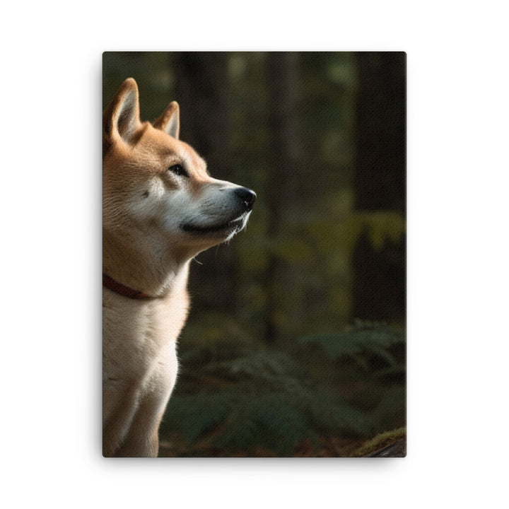 Akita Guarding the Forest Canvas - PosterfyAI.com