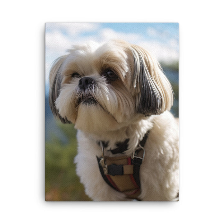 Adventurous Shih Tzu on a Hike Canvas - PosterfyAI.com