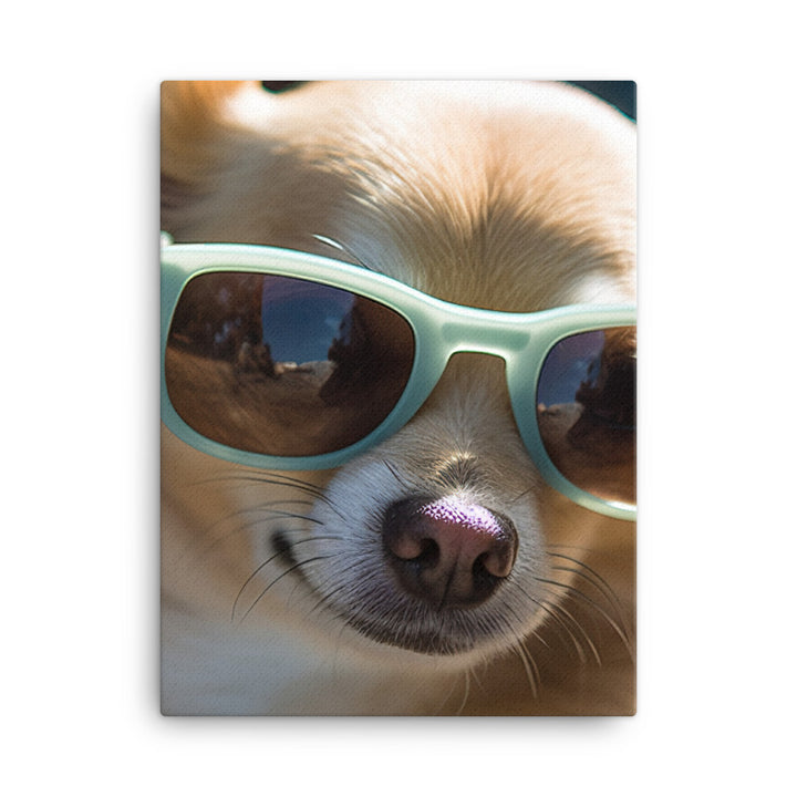 A Chihuahua wearing sunglasses Canvas - PosterfyAI.com
