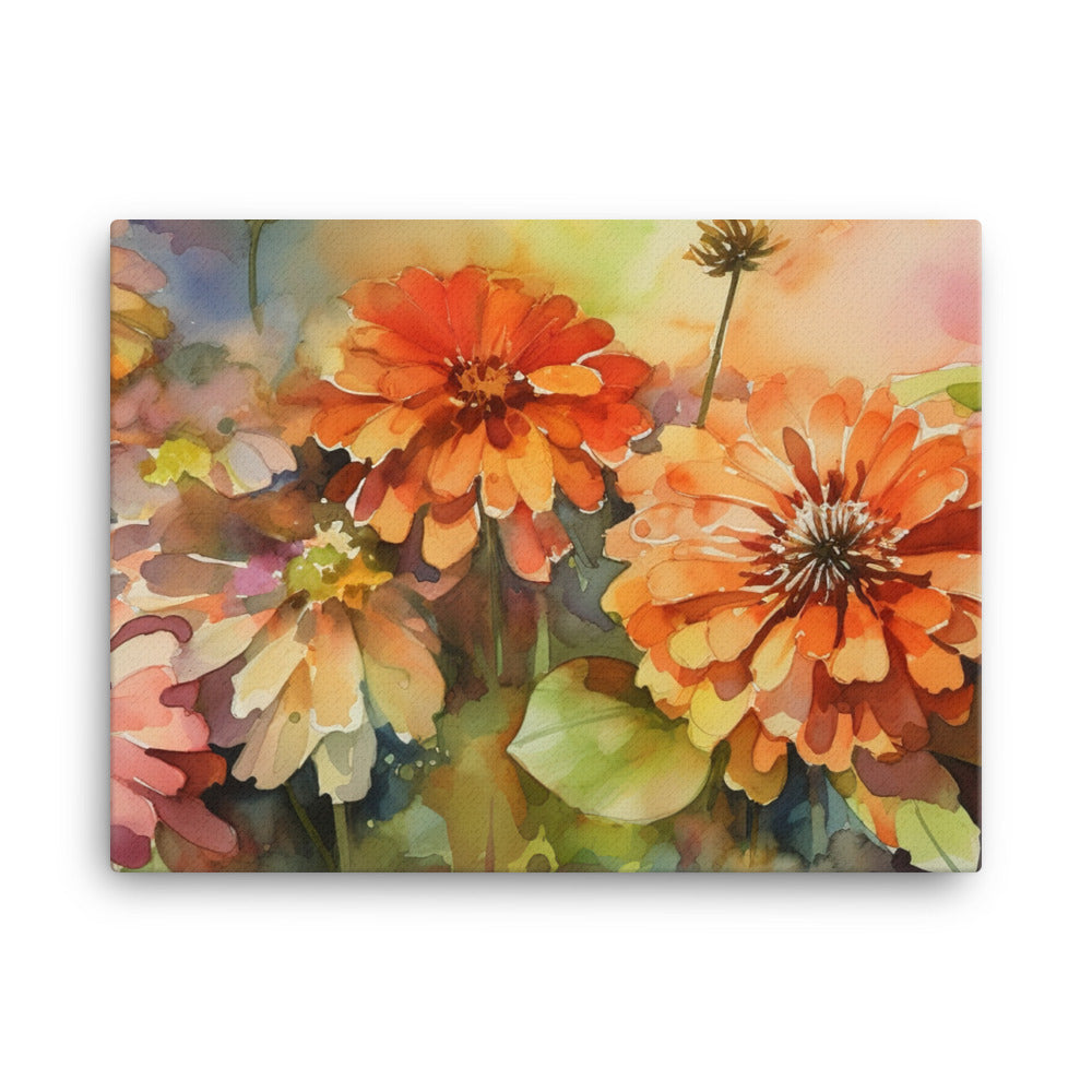 Zinnias in Full Bloom canvas - Posterfy.AI