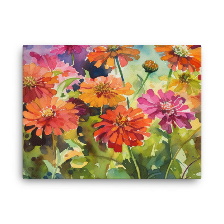 Vibrant Zinnias canvas - Posterfy.AI