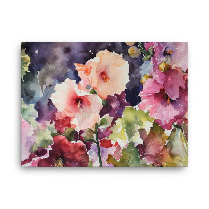 Hollyhocks in Full Bloom canvas - Posterfy.AI