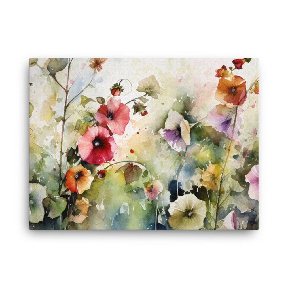 Delight with Hollyhocks canvas - Posterfy.AI