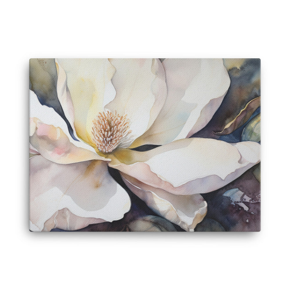 Watercolor Magnolias Unveiled canvas - Posterfy.AI