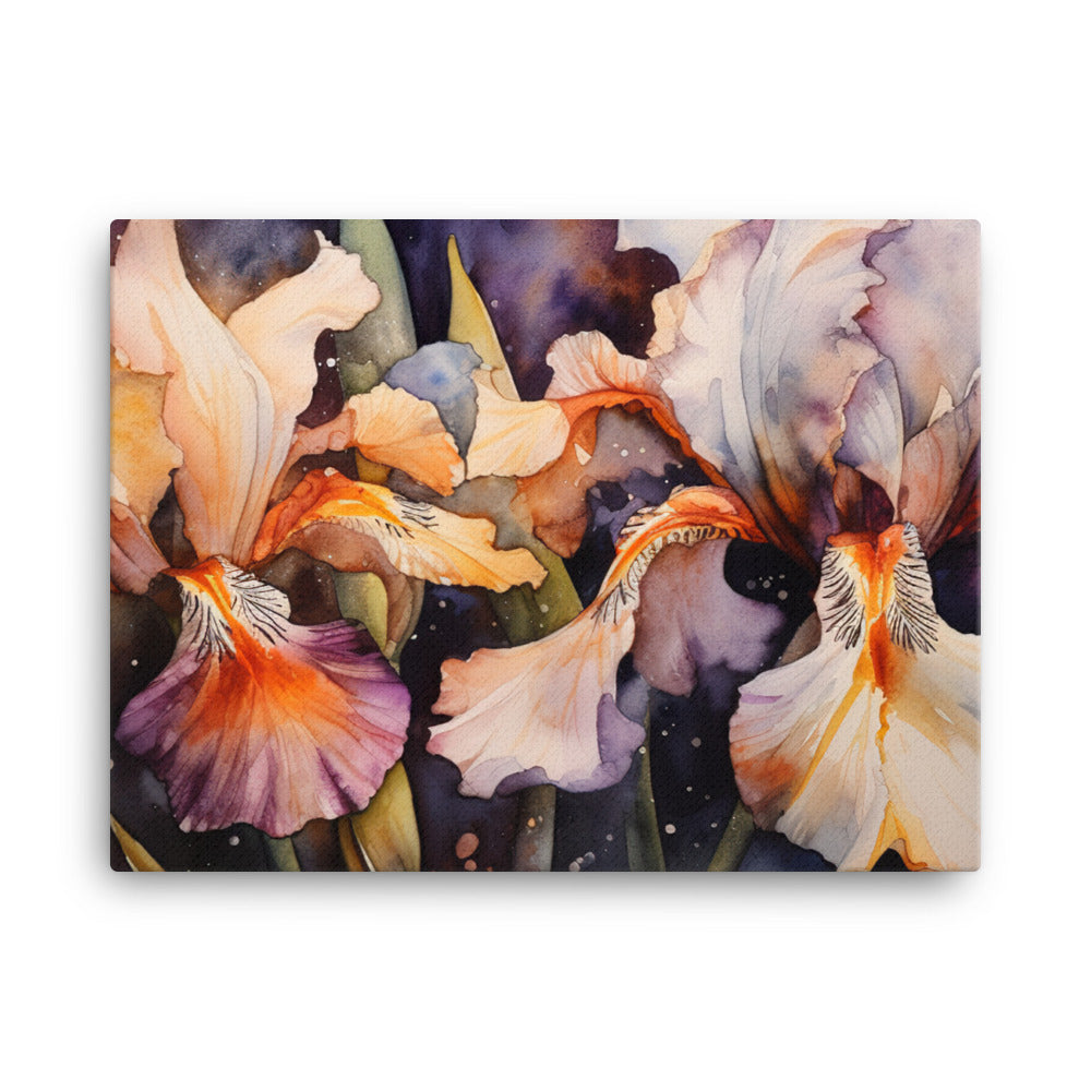 Watercolor Irises Revealed canvas - Posterfy.AI