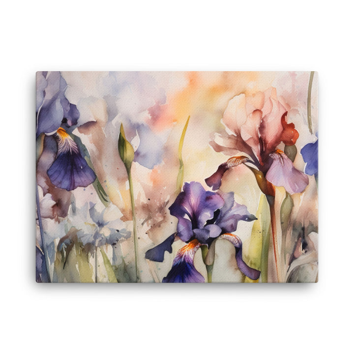 Watercolor Irises in Bloom canvas - Posterfy.AI