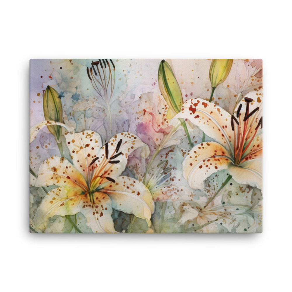 Watercolor Lilies Unveiled canvas - Posterfy.AI