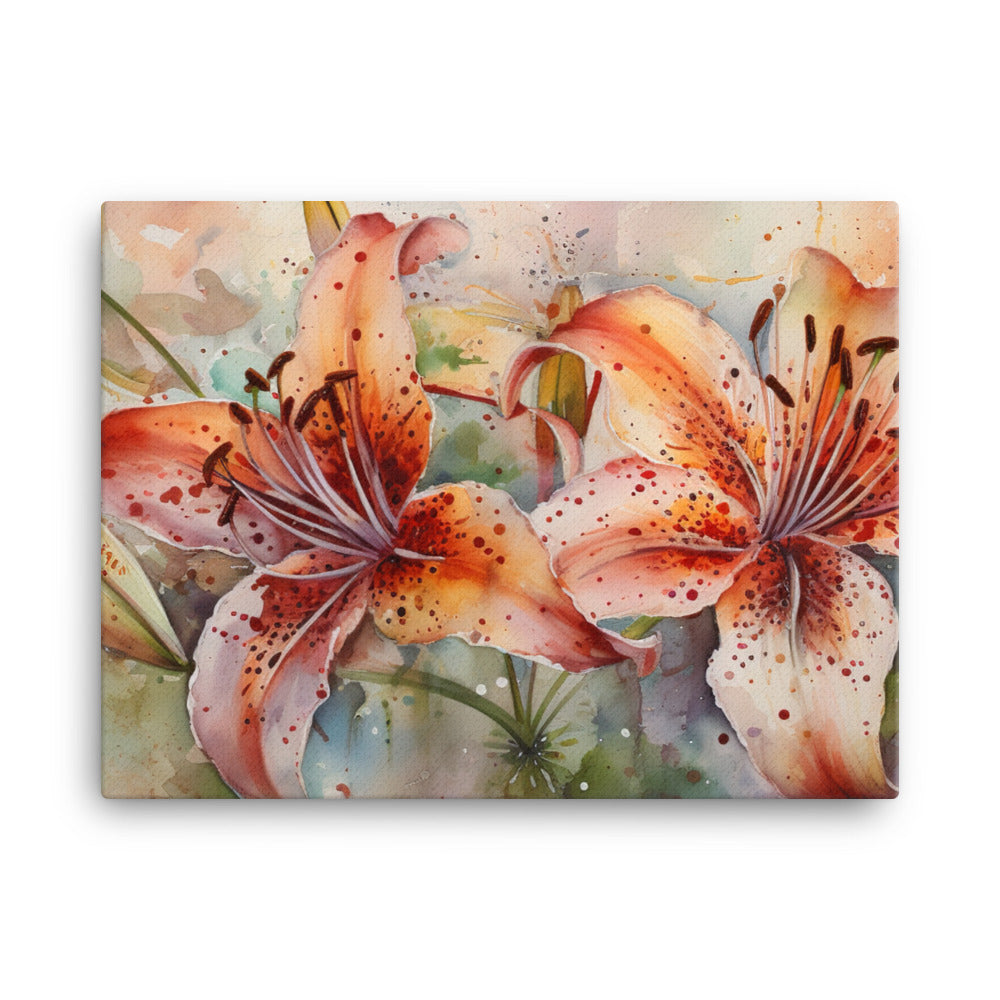 Watercolor Lilies Unveiled canvas - Posterfy.AI