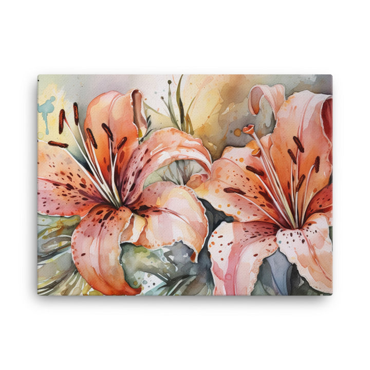 Watercolor Lilies in Bloom canvas - Posterfy.AI