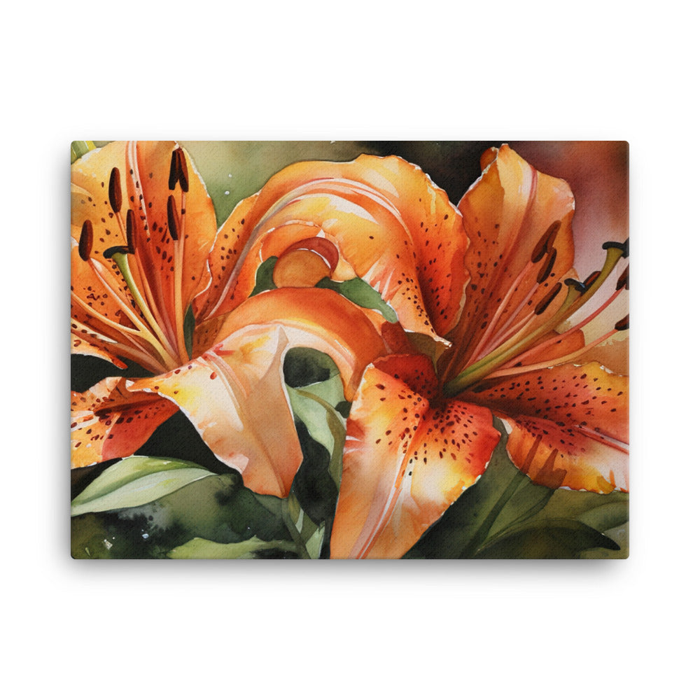 Watercolor Lilies Illuminated canvas - Posterfy.AI