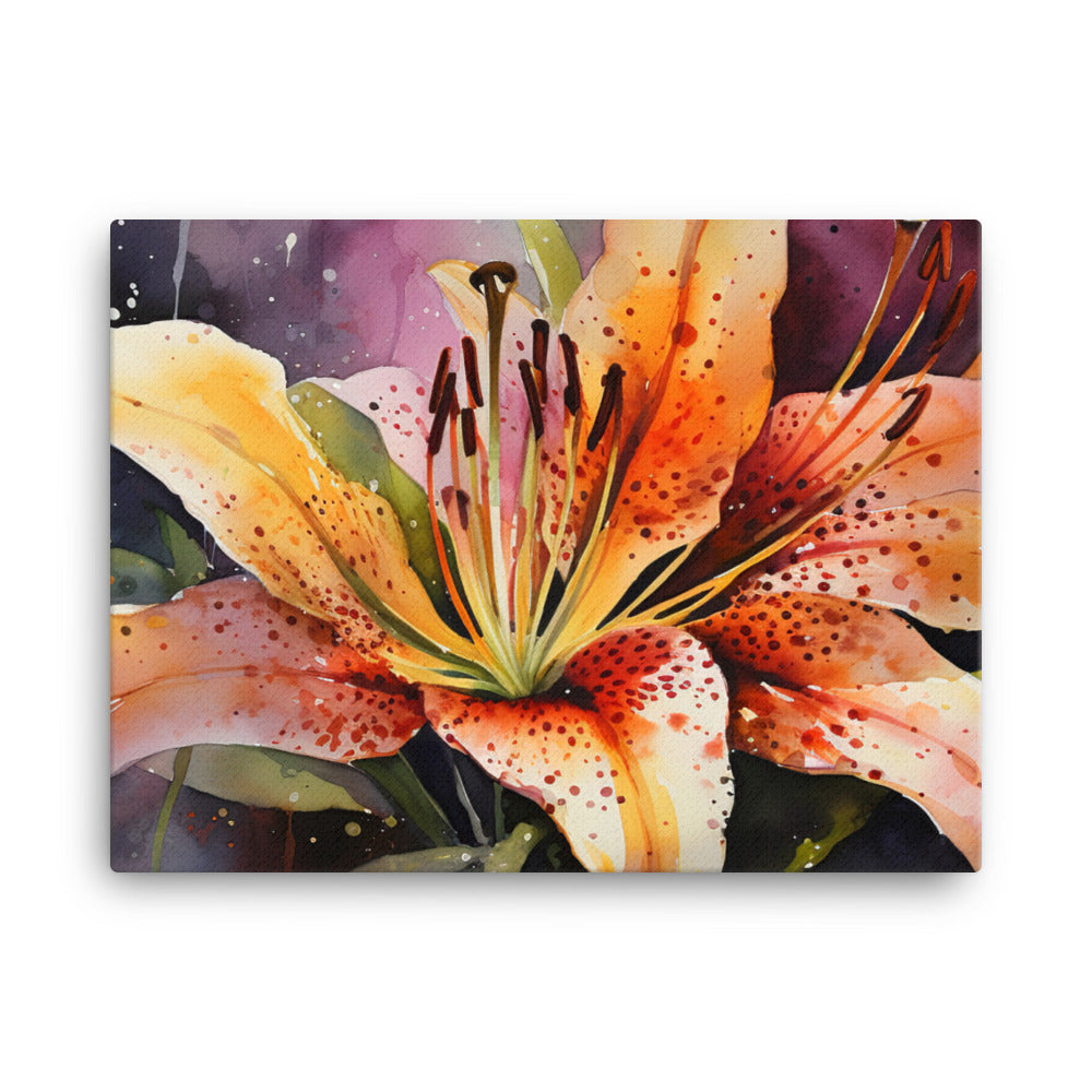 Watercolor Journey with Lilies canvas - Posterfy.AI