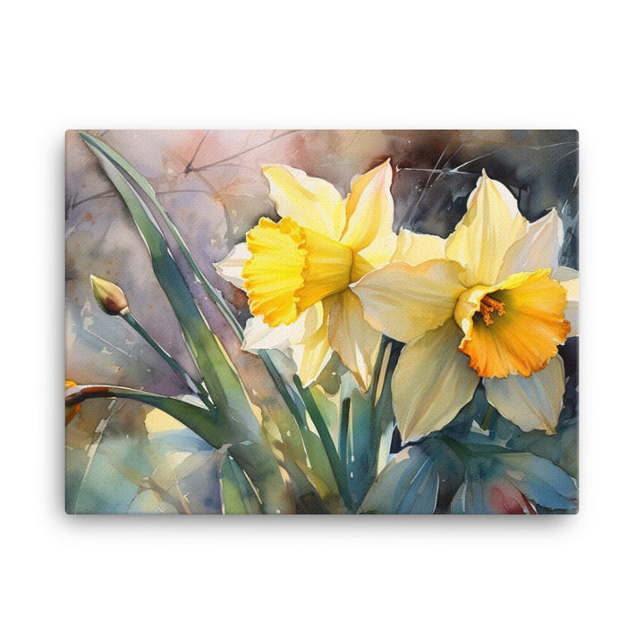 Watercolor Journey with Daffodils canvas - Posterfy.AI