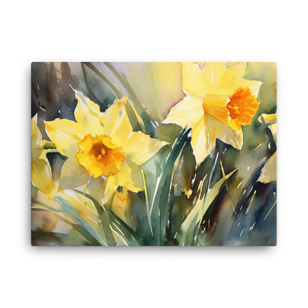 Watercolor Impressions of Daffodils canvas - Posterfy.AI