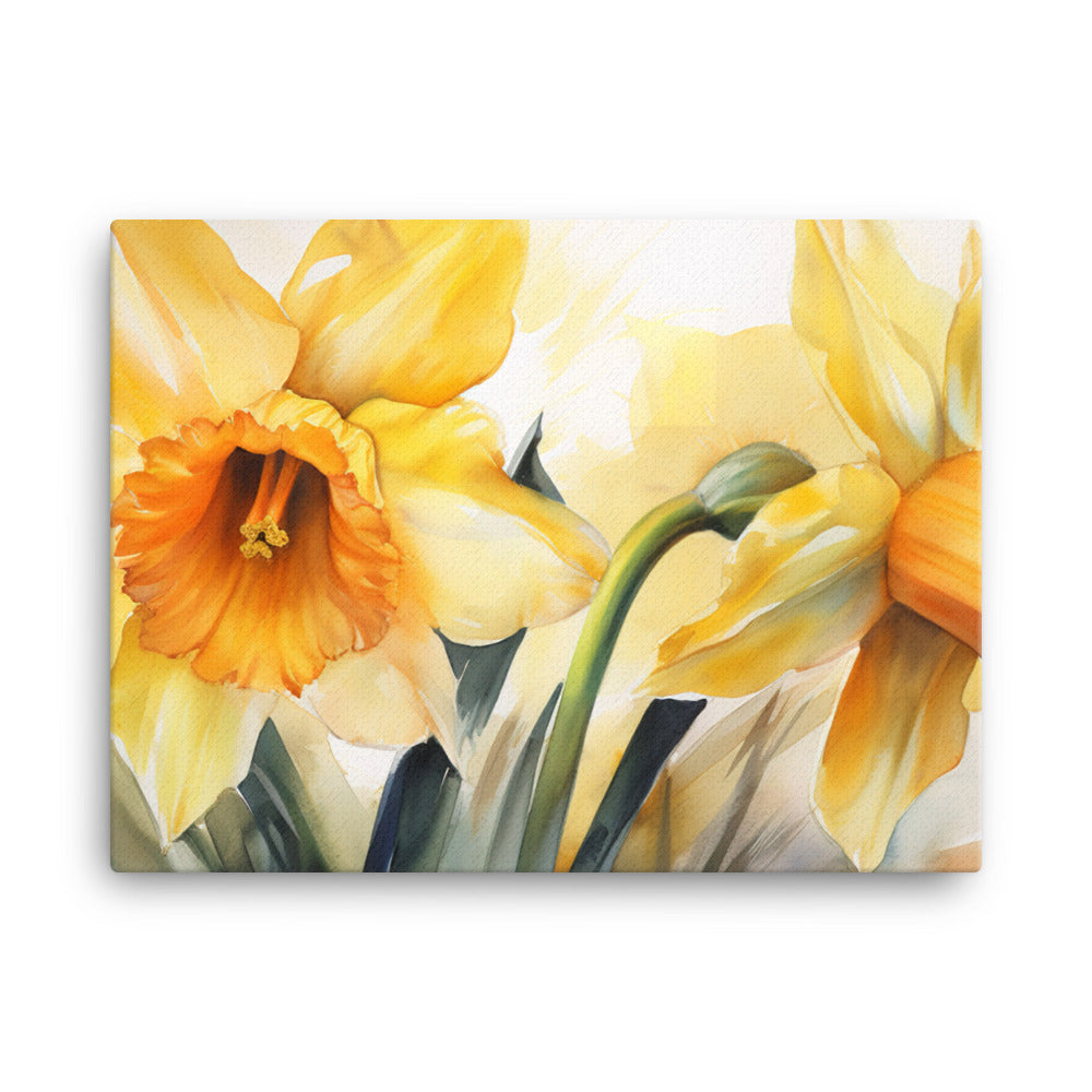 Daffodils in Watercolor canvas - Posterfy.AI